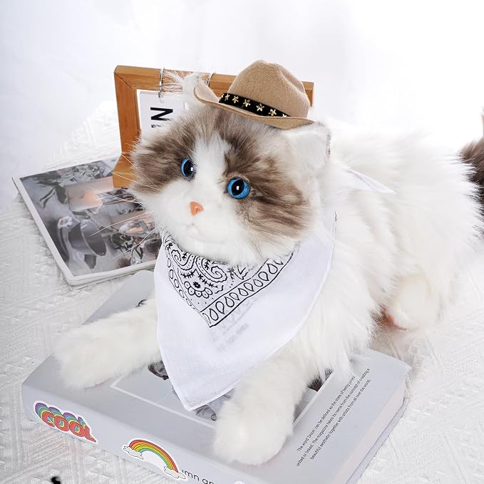 choyaxo Halloween Costumes for Dogs Cat Pet Cowboy Costume Cowboy Hat with Bandana Set for Halloween, Christmas, Holiday, Party, Cosplay (Khaki, Medium)