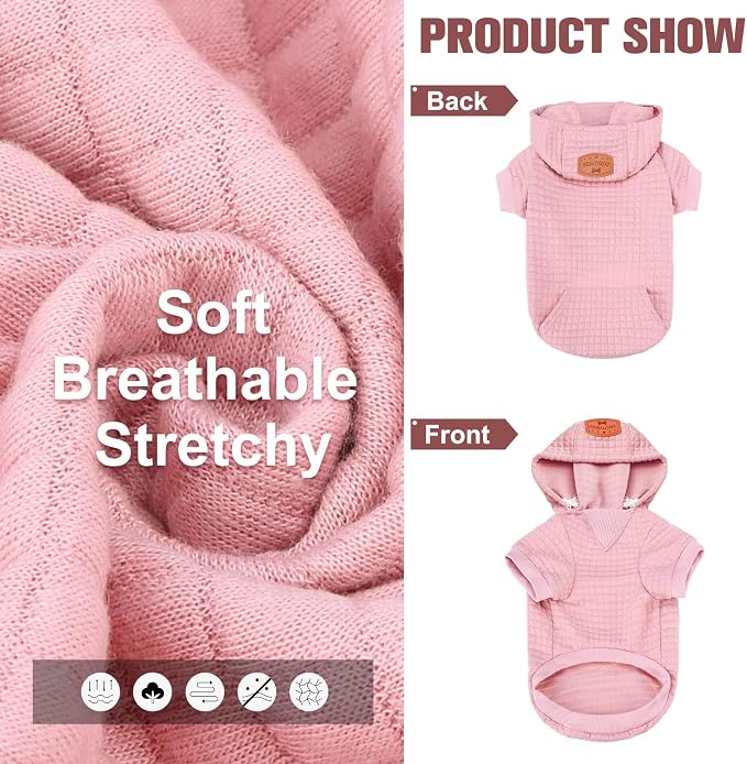 BEAUTYZOO Dog Hoodies Sweater for Large Dogs,Waffle‑Like Laminated Pet Coat | Warm Dog Sweatshirt with Pocket & Leash Hole,Pullover Clothes for Girl Boy Dogs,Stretchy & Easy‑On‑Off,Labrador & Great Danes