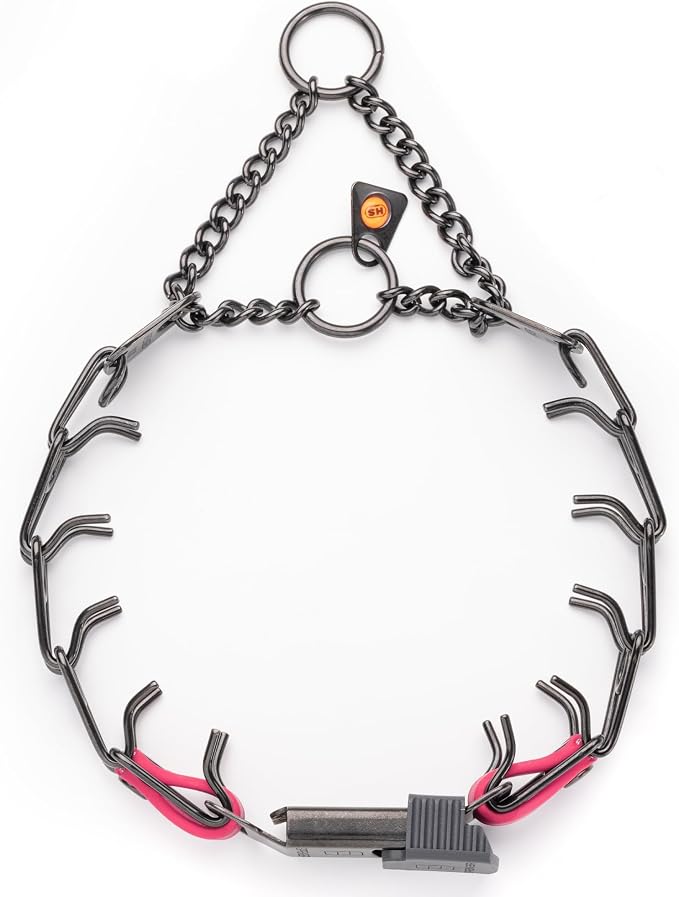 Herm Sprenger Black Stainless Steel Dog Collar with Quick Release ClicLock Buckle O-Ring Biothane Insert Training Collar Made in Germany (Passionfruit Pink, 16in x 2.25mm(Neck Size up to 13-14in))