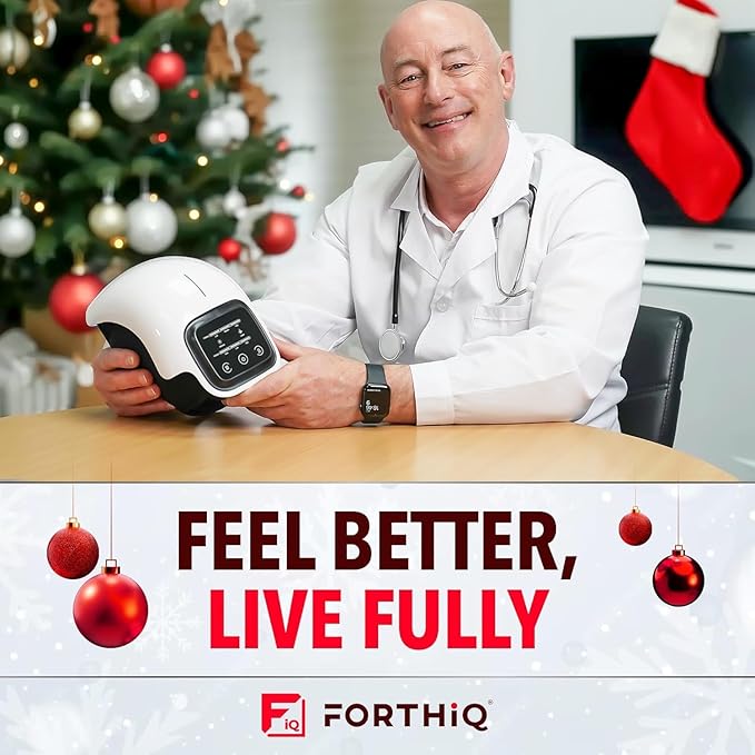 FORTHIQ Knee Massager Smart with Heat, Red Light and Vibration, 3-in-1 Cordless, 2025 Updated Edition, Gifts for Grandma & Grandpa, FSA-HSA Eligible