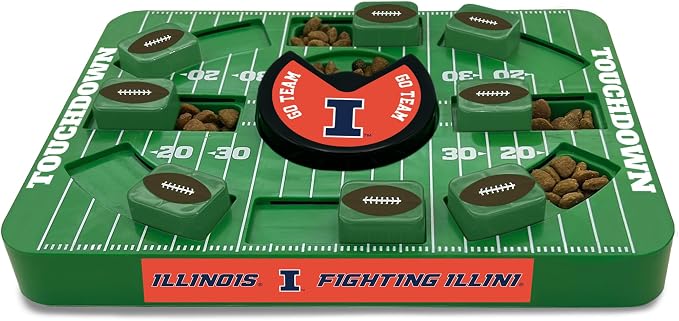 Pets First NCAA Illinois Large Puzzle Toy, Interactive Treat Dispenser, Slow Feeding Toy for Dogs, New Large Size
