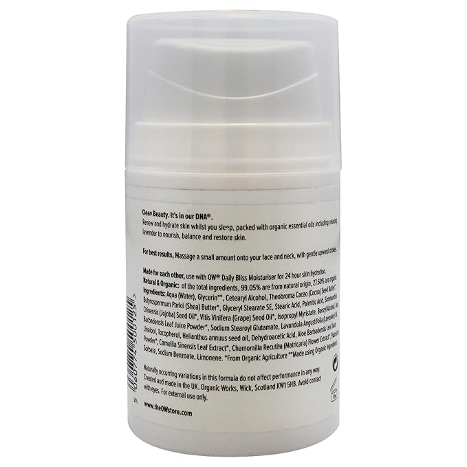 Organic Works Daily Hydration Renewal Night Cream - Nourishing Night Cream with Camellia Sinensis and Lavender - Suitable for All Skin Types - 1.69 oz