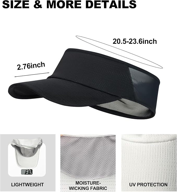 Sun Visor Hats Lightweight Stretchy for Running Tennis Golf | Portable,Mesh breathable,Quick-dry,Cooling Visor Hat,Stretch Fit,For Outdoor Sport Pickleball,Beach Volleyball