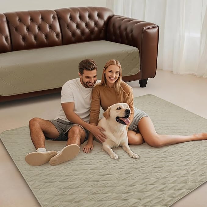 Luciphia Waterproof Couch Cover for Dogs, Non-Slip Pet Sofa Protector | Non-slip waterproof couch cover scratch-resistant machine washable protects sofa bed from spills fur, Taupe White, 68" x 82"