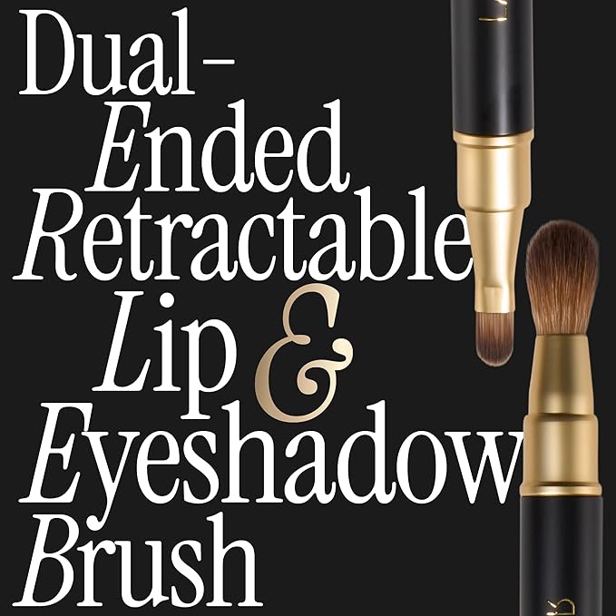 LAURA GELLER NEW YORK Retractable Dual-Ended Lip & Eyeshadow Brush | Two-in-One Tool for Applying Eye Makeup and Lipsticks with Ease | Travel Friendly Retractable Design