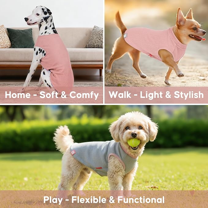 KYEESE 2Pack Waffle Dog Shirt for Medium Large Dogs Striped Dog Sweater | Cozy Warmth, Lightweight & Breathable, Gentle on Sensitive Skin, Stretchy & Free to Move, Comfortable Daily Wear