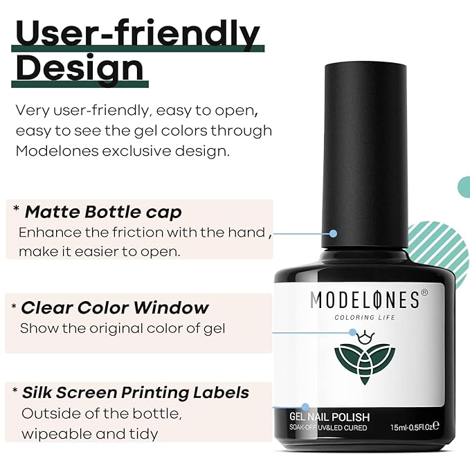 modelones Green Gel Nail Polish Emerald Dark Polish Soak Off Forest Green valentine Gel Nail Polish Nail Manicure Gifts 15 ML