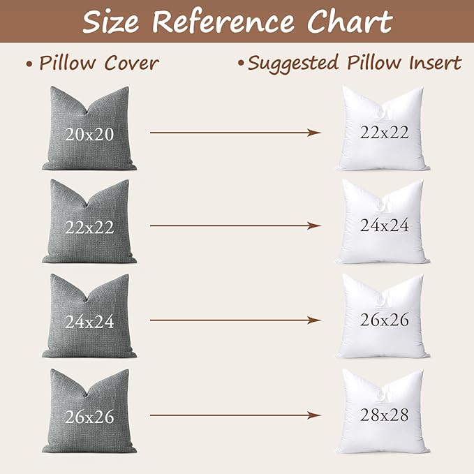 Artscope Synthetic Down Pillow Insert, 28x28 Throw Pillow Inserts Set of 2 | Down Alternative Ultra Soft Fluffy Sleeping Pillow, 100% Cotton Cover, Decorative Pillows-White