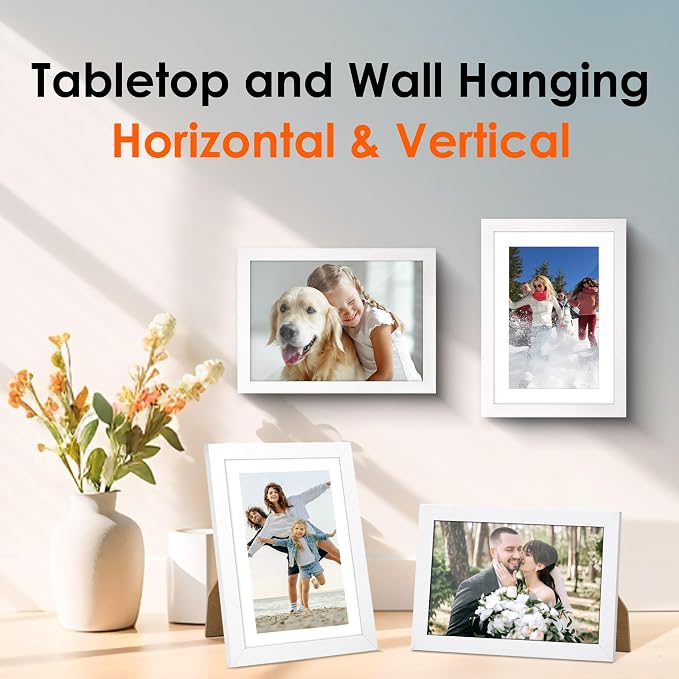 5x7 Picture Frame Set of 2, Photo Frame with HD Plexiglass, Display Pictures 4x6 with Mat or 5x7 Without Mat, White Picture Frames Collage for Tabletop or Wall Display