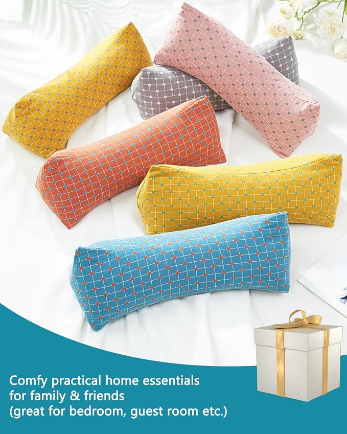 Cervical Buckwheat Roll Pillow for Sleeping,15.7"x5.9" Buckwheat Hulls Pillows Filling, Triangle Pillow for Neck Support Yoga Bolster, Adjustable Fill for Neck Pain Relief,Pink