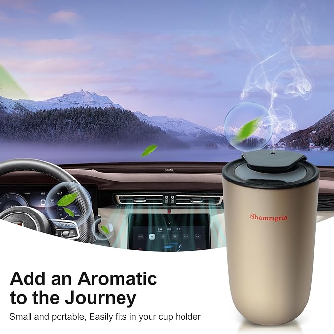 Air Oil Diffuser for Home Waterless Essential Oil Diffuser, Rechargeable USB Aromatherapy Scent Diffuser with LED Lights, Home Fragrance Diffuser for Room, Studio, Office, Bedroom-Champagne