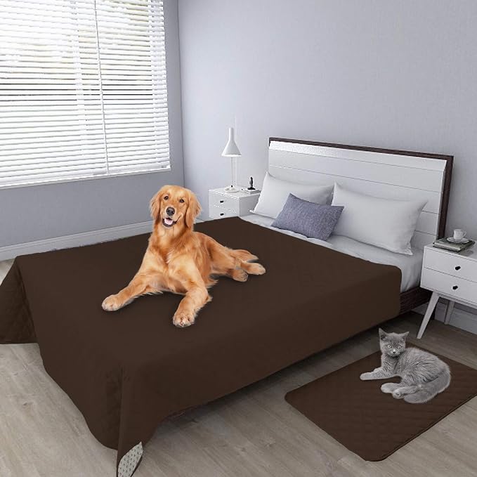 Easy-Going Waterproof Dog Bed Cover, Non-Slip Pet Blanket, 86x82in, Coffee | Leakproof Couch Cover, Machine Washable Furniture Mattress Protector, Soft Sofa Mat For Dogs, Pet Friendly
