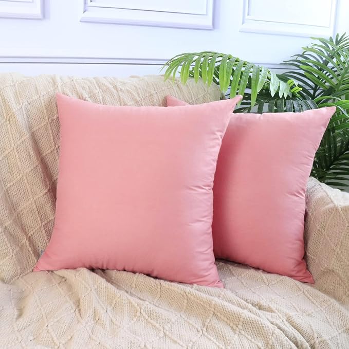 4-Pack 100% Cotton Comfortable Solid Decorative Throw Pillow Case,Thmyo Square Cushion Cover Pillowcase Sublimation Blank Pillow Covers DIY Throw Pillowcase for Sofa(20x20 inch/ 50x50cm,Pink 2)