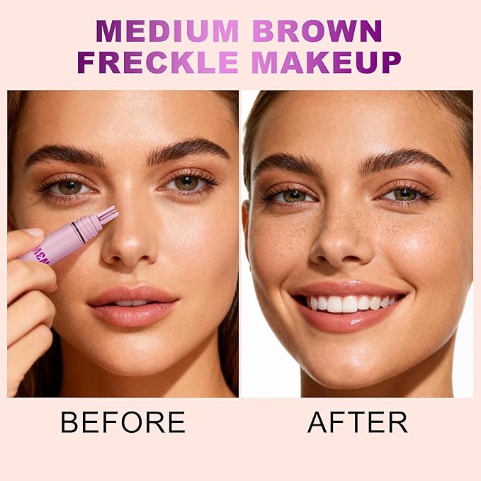 Freckles Stamp Pen – Long-Lasting Waterproof Freckle Pen, Quick Dry 5-Point Fake Freckles Tool for Natural Faux Freckles Makeup (#02 Medium)