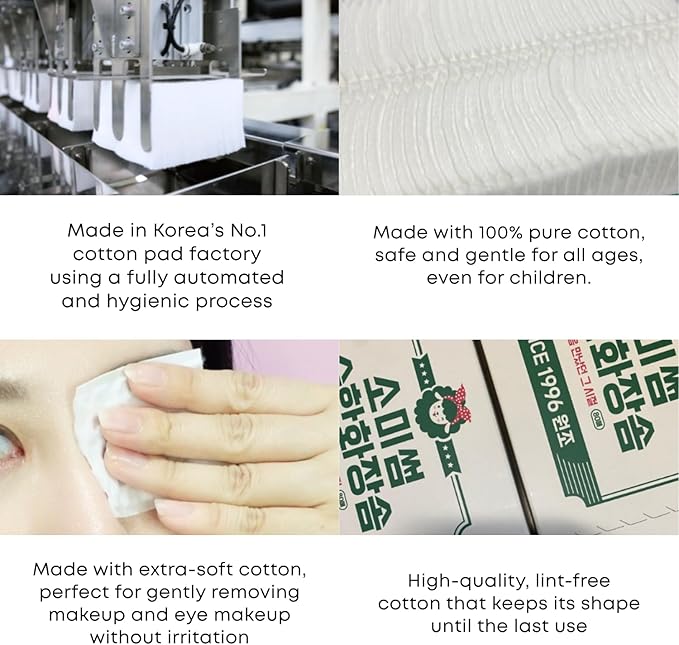 Pure Cotton Pads -100% Natural Cotton Pads for Makeup Removal and Skincare, Lint-Free, Vegan & Cruelty-Free, Premium Korean Facial Cotton, 80 Count