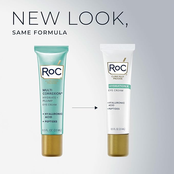RoC Multi Correxion Hyaluronic Acid Anti Aging Under Eye Cream for Puffiness & Dark Circles (.5 OZ) + RoC Retinol Capsules (7 CT), Skin Care Routine, Fragrance & Paraben Free for Women and Men