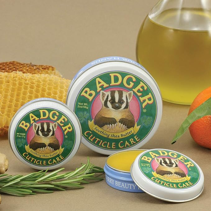 Badger Cuticle Care, 100% Organic Cuticle Cream for Natural Nail Care, Soothe & Restore Dry & Splitting Cuticles, Rich Shea Butter, Light Citrus Scent, .75oz Tin, 2-Pack