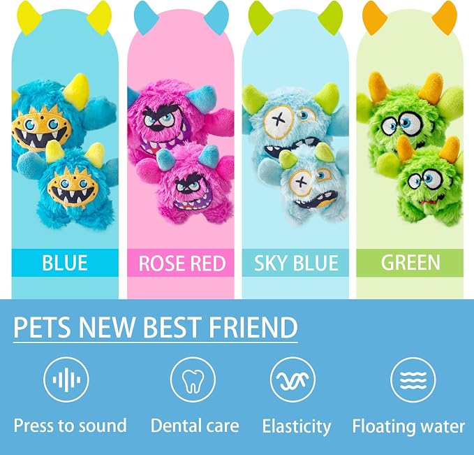 Squeaky Plush Pet Toy Ball, Dental Care, Skin-Friendly and Soft and Relieve Stress,Dog Training Interactive Pet Cute Plush Fashionable Toy Ball (Sky Blue,Large)