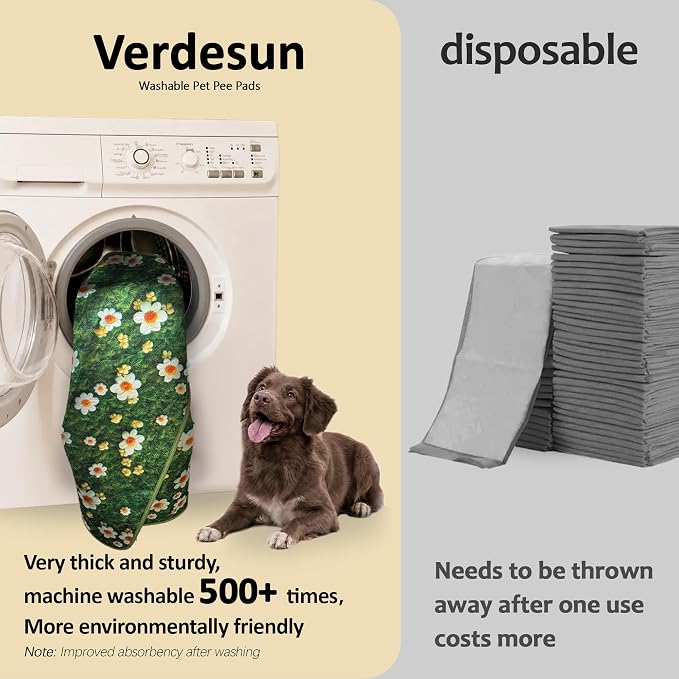 Washable Pee Pads for Dogs, Reusable Puppy Potty Training Pads, Ultra-Absorbent Thick Waterproof Leak-Proof Non-Slip Pads & Mat for Crate, Playpen, Floor, Whelping & Housebreaking , 2 Pack 18"x24"