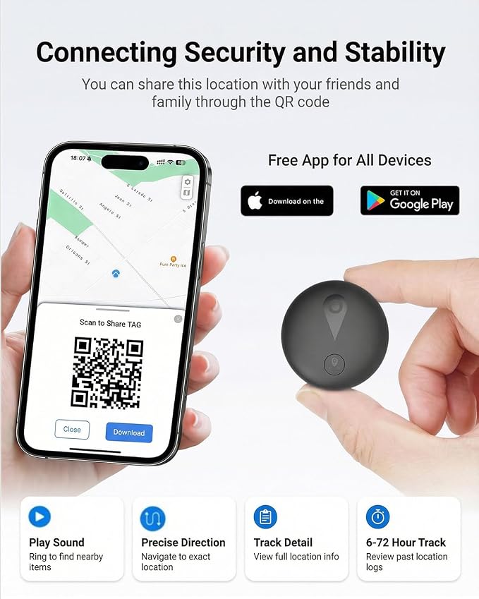 GPS Tracker for Kids, Smart Kids Tracker with Real-Time Location, for Android and iPhone No Monthly Fee & No SIM Card- Wearable Wristband & Keychain Design, IP68 Waterproof,Indoor & Outdoor Safety Use