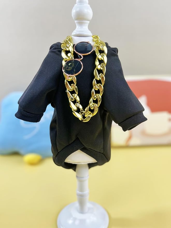 3Pcs Dog Hoodie Cat Apparel Dog Custume Set with Necklace and Sunglasses Pet Clothes for Puppy Small Medium Dogs Cats Multicolor M