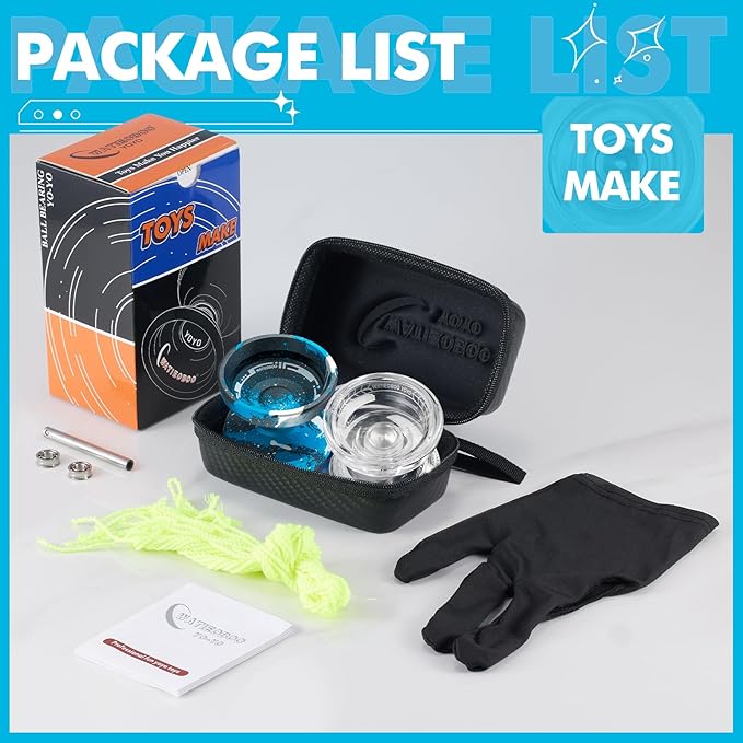 WATIEOBOO yoyo 2-Piece Set - P02 Crystal yo-yo and M18 Black Blue Silver Camouflage Yo-yo, Suitable for Beginners and Professional Yoyo Stunt Players, Adult Yo-Yo and Beginner Yo-Yo