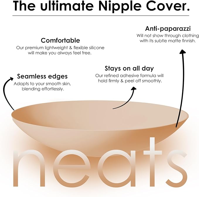 NEATS Nipple Covers for Women, Reusable & Hypoallergenic Adhesive Silicone Pasties