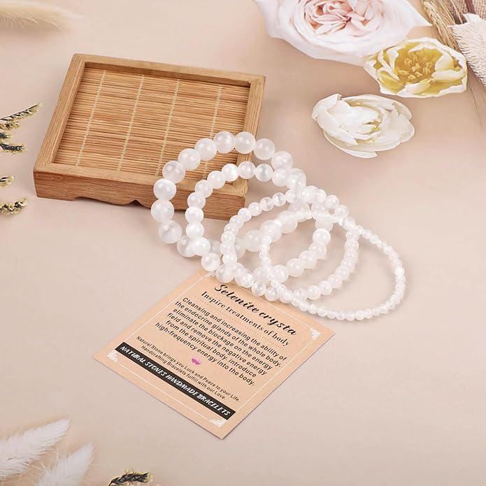 AD Beads Handmade Gemstone Stretch Elastic Bracelet Crystal Healing Reiki Nature's Beauty and Spiritual Essence Unisex