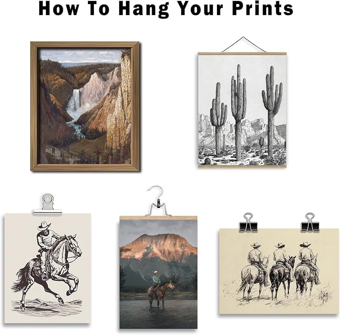 ANERZA 16 PCS Western Wall Art Decor, Southwestern Gallery Wall Prints for Bedroom Bathroom, Cowboy Posters for Living Room Aesthetic, Dorm Home Artwork Collage Kit