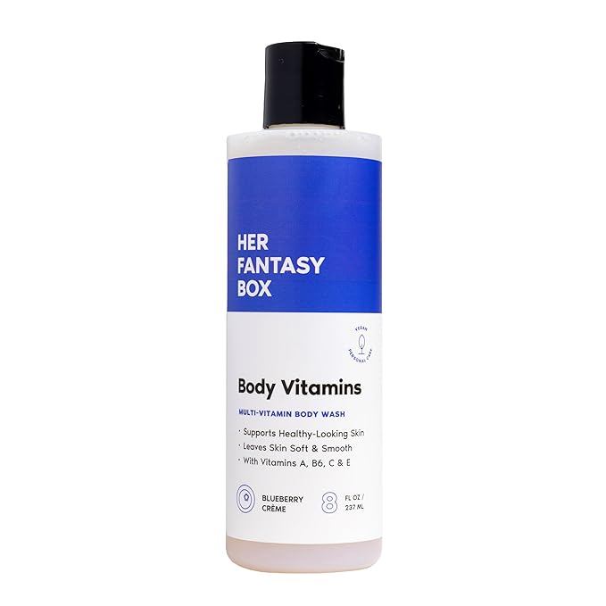 Her Fantasy Box | Body Vitamins Moisturizing Body Wash – Multi-Vitamin Cleanser with Vitamins A, B6, C & E, Hydrating & pH Balanced, Vegan & Cruelty Free, 8 oz