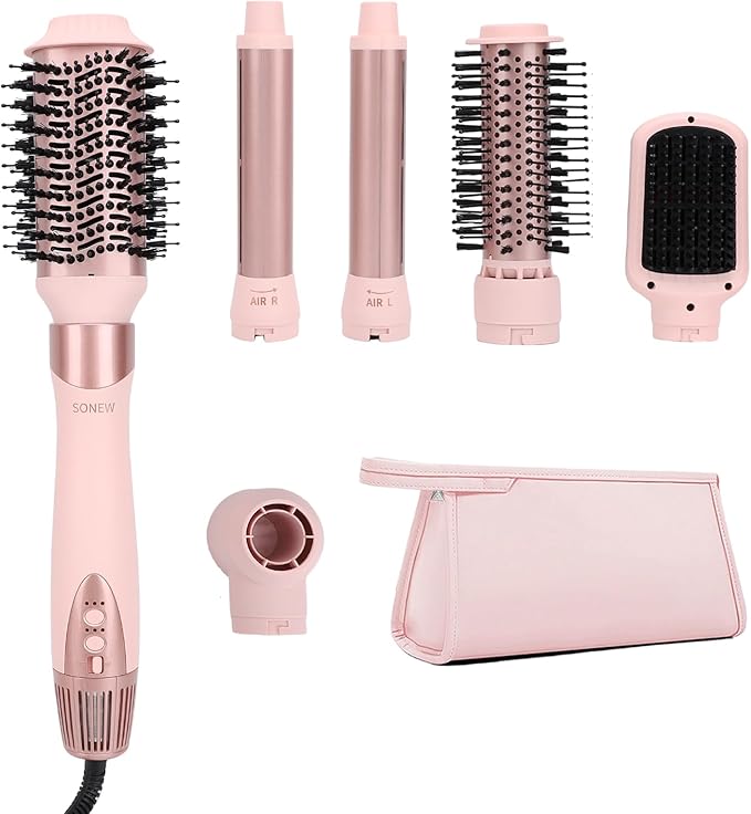 6 in 1 Hair Styler | Air Styling & Drying System | High Speed Blow Dryer Brush | No Heat Damage | Auto-Wrap Curlers, Oval Brush, Round Brush, Comb & Storage Bag