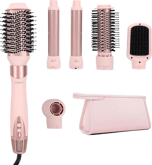6 in 1 Hair Styler | Air Styling & Drying System | High Speed Blow Dryer Brush | No Heat Damage | Auto-Wrap Curlers, Oval Brush, Round Brush, Comb & Storage Bag