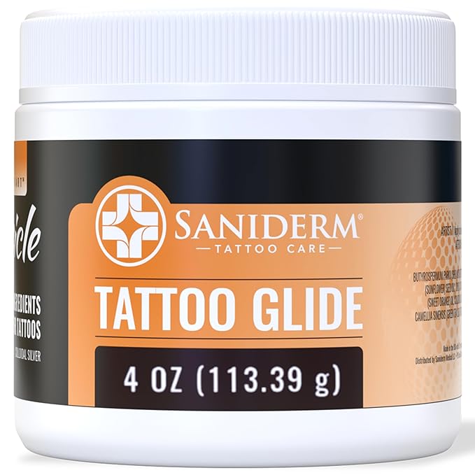 Saniderm Tattoo Glide (4 oz) – Dreamsicle, Naturally Scented with Orange and Vanilla Essential Oils, Made with Premium Ingredients – Use During and After the Tattoo Process – Soft, Whipped Texture