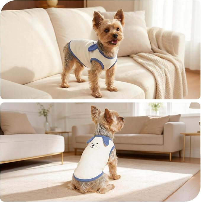 Dog Clothes for Small & Medium Dogs, Pet T-Shirts | 2 Pack Dog Shirt for Girl & Boy, Puppy Clothes, Tank Top for Summer & Winter (Cute 2XLarge)