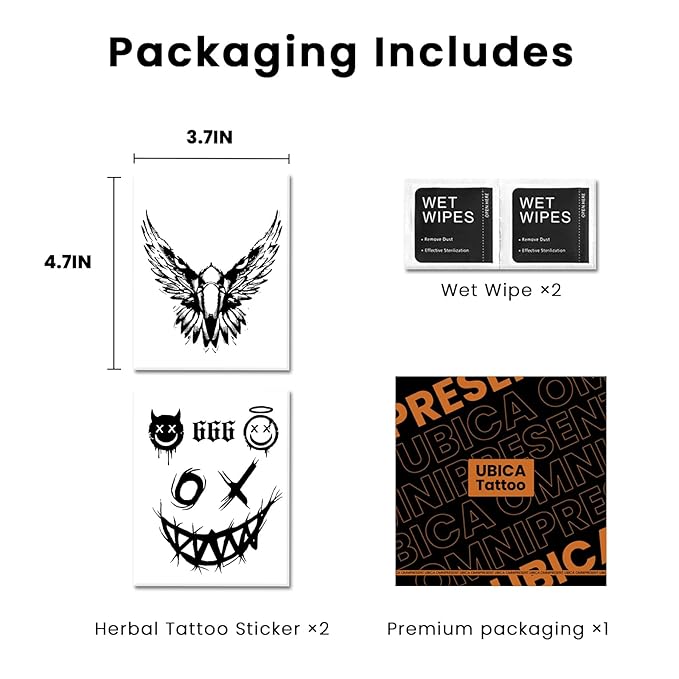 2 Sheets Long Lasting Eagle Temporary Fake Tattoos For Men Arm Hand Neck,Evil 666 Semi Permanent Tattoo For Adults Boys,Realistic, Waterproof and Non-Reflective
