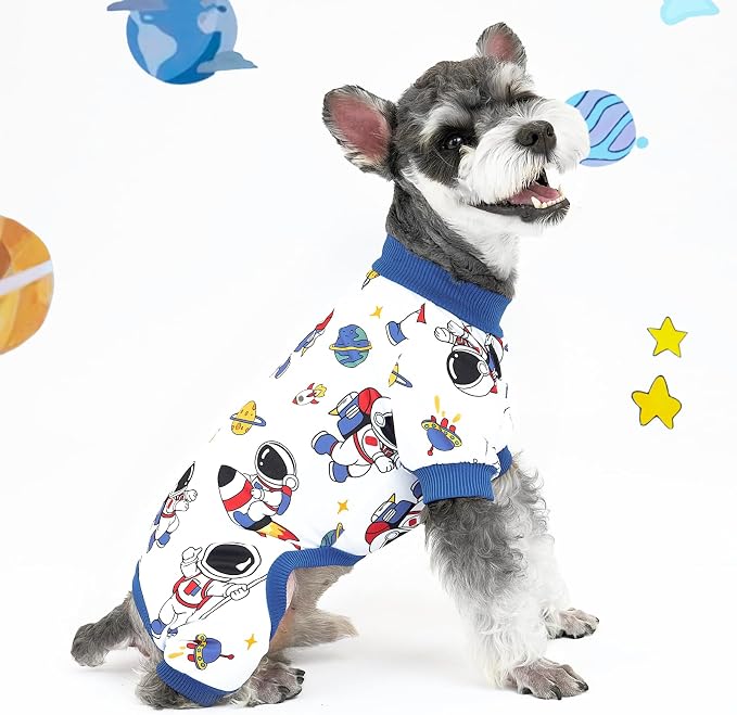 XPUDAC 4 Pieces Dog Pajamas Soft Puppy Pjs Stretchable Boy Doggie Clothes for Small Medium Dogs Cat Pet Outfits, XL