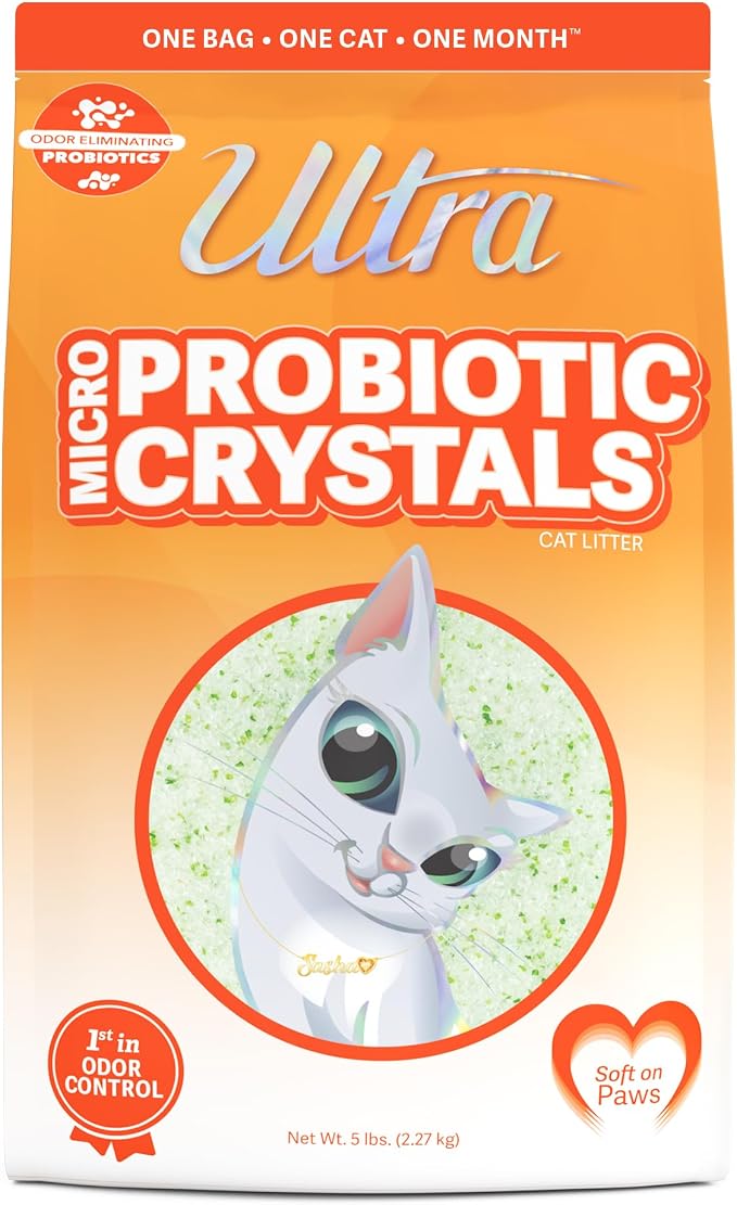 NEW Ultra Probiotic Micro Crystals Cat Litter - 99.9% Dust Free, Soft on Paws, Fragrance Free - 5 Lbs.