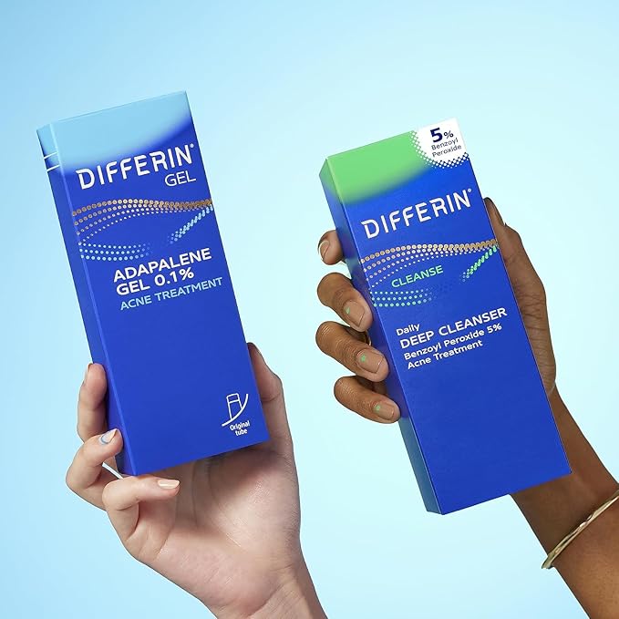 Differin Acne Skin Care Kit, Differin Gel Retinoid Acne Treatment for Face with 0.1% Adapalene & 5% Benzoyl Peroxide Face Wash & Body Wash, Designed for Pimple and AcneProne Skin (Pack of 10)