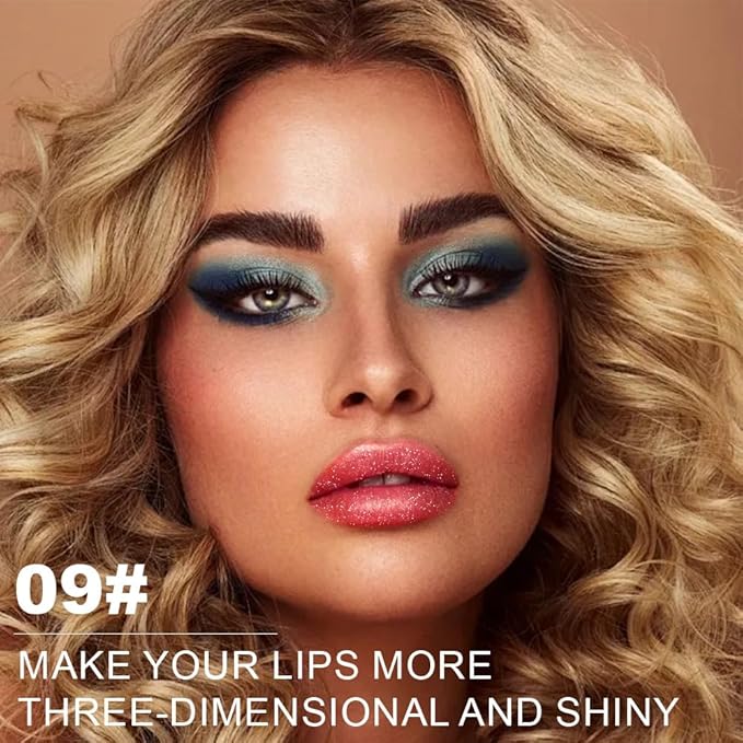 Kaely Glitter Metallic Lipstick, Shimmer Metallic Lipsticks for Women, High Pigmented Lip Gloss Long Lasting Waterproof Smudge Proof, Halloween Makeup, Vegan & Cruelty-Free, 09