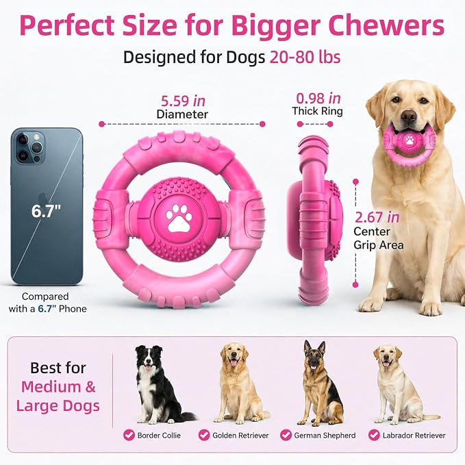 Pamlulu Tough Dog Toys for Aggressive Chewers, Indestructible Dog Toy for Large Dogs, Nylon Chew Toys for Medium Large Breed, Interactive Dog Toys to Keep Them Busy, Dog Birthday