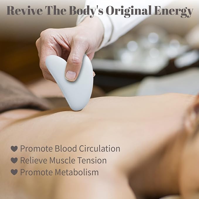Rena Chris Guasha Massage Tool, 4 pcs Gua Sha Facial Tool, Guasha Board for SPA Acupuncture Therapy Trigger Point Treatment, Gua Sha Scraping Massage Tool (White)