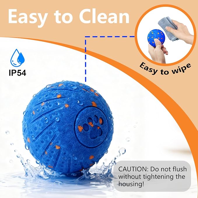 Interactive Dog Toys Smart Dog Ball for Aggressive Chewers Auto Bounce Blue