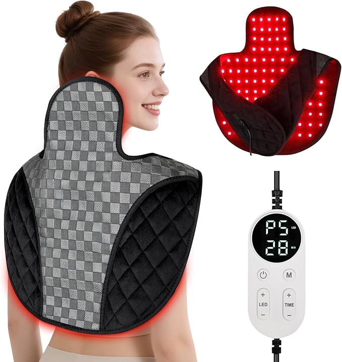 Cholas Red Light Therapy for Shoulder Back Neck, 3-in-1 Near Infrared Red Light Therapy for Body, 660nm and 850nm Wearable Red Light Pad with 3 Light Modes, 5 Brightness, 9 Timer for Office Home Use