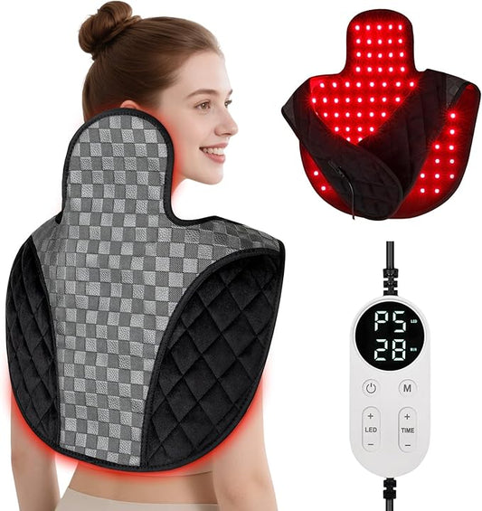 Cholas Red Light Therapy for Shoulder Back Neck, 3-in-1 Near Infrared Red Light Therapy for Body, 660nm and 850nm Wearable Red Light Pad with 3 Light Modes, 5 Brightness, 9 Timer for Office Home Use