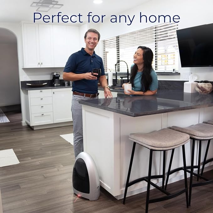 EyeVac Home Touchless Vacuum Automatic Dustpan - Great for Sweeping Pet Hair Food Dirt Kitchen - Ultra Fast & Powerful, No More Bending Down, Bagless, Corded, Automatic Sensors, 1000 Watt (Silver)