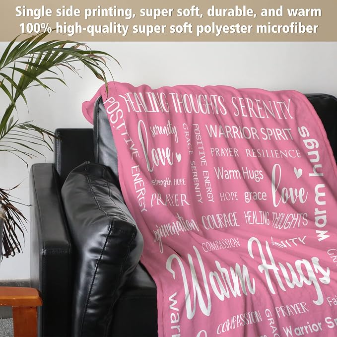 Warm Hugs Healing Blanket, Breast Cancer Gifts for Women | Get Well Soon, Cancer Care, Feel Better, Thinking of You Gifts for Friend Sister, Soft Comfort Throw Blankets 50" x 60"