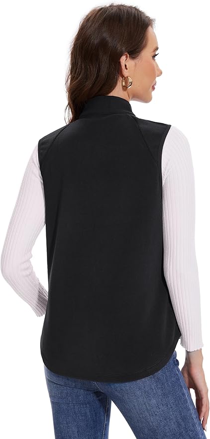 MAGCOMSEN Women's Fleece Vest with Zipper Pockets Zip Up Sleeveless Jackets Lightweight Soft Warm Polar Vest Outerwear