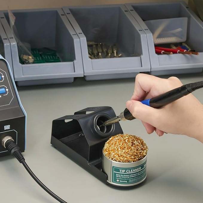YIHUA D-2 Soldering Iron Holder, Heat-resistant Tip Cleaner with Brass Wool Tip Cleaner and Cleaning Sponge for Stable Soldering Iron Storage and Cleaning