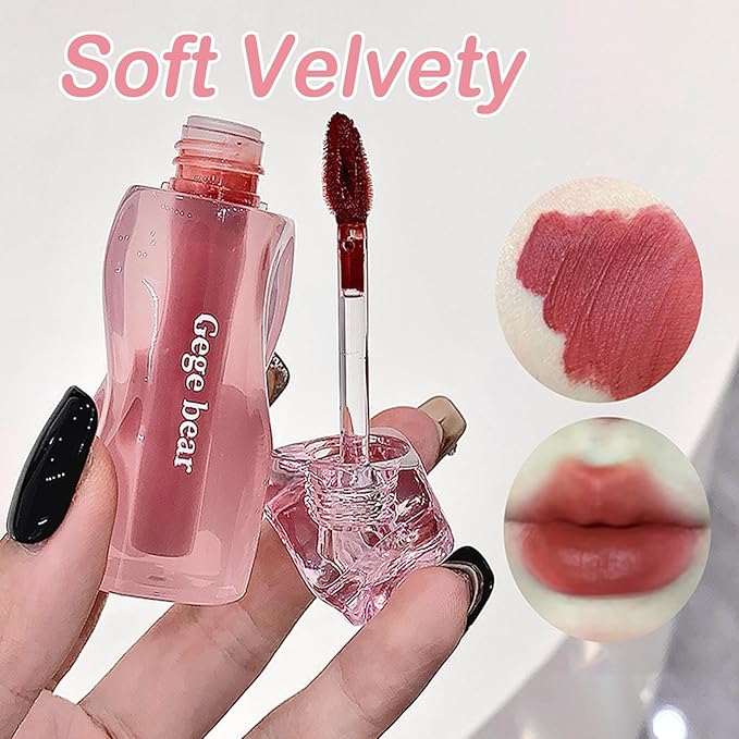 4Pcs Red Matte Liquid Lipstick Set,Long Lasting Soft Velvety Rich Color Ink Lip Cream,Lightweight Flawless Longwear Formula Nude Pink Brown Lipstick for Women