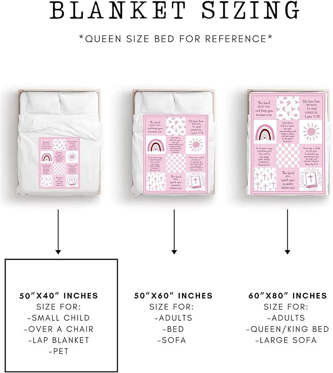 Baptism Gifts for Girl, Baptismal Gift Blanket 40"x50", Christening Favors Present, Best Baptism Gift for Girls, Christian Religious Bible Catholic Gift Ideas Throw Blankets